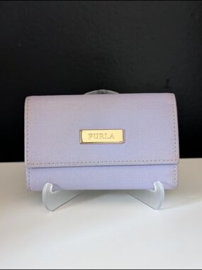 Furla Lavender Key Wallet in Textured Saffiano Leather